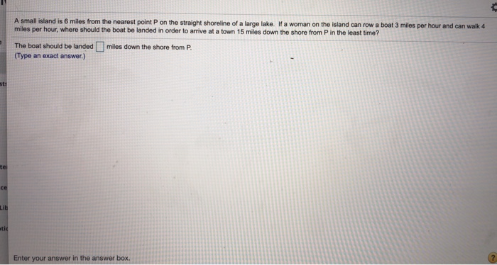 solved-a-small-island-is-6-miles-from-the-nearest-point-p-on-chegg
