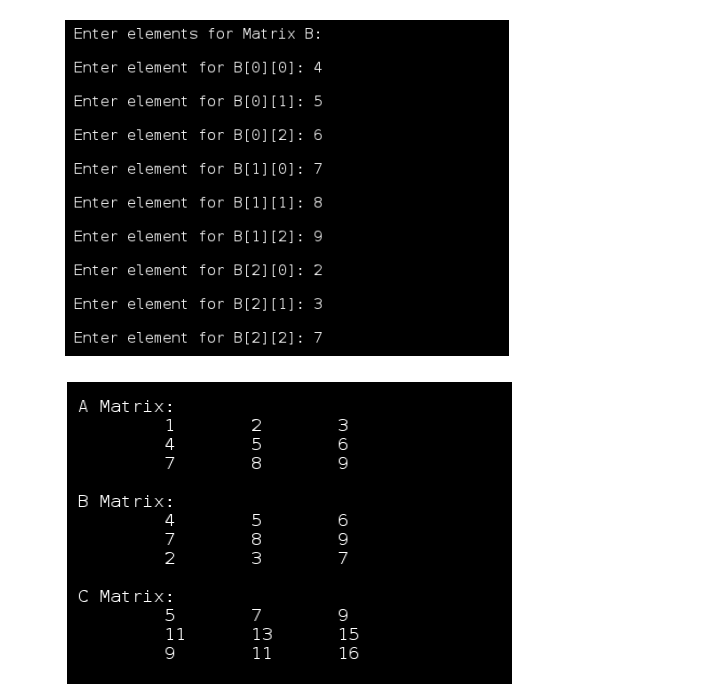Solved Write a program that will get two 3x3 matrices A and | Chegg.com