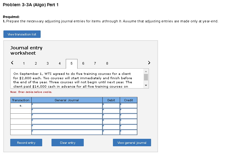Solved Required Information Problem 3-3A (Algo) Preparing | Chegg.com