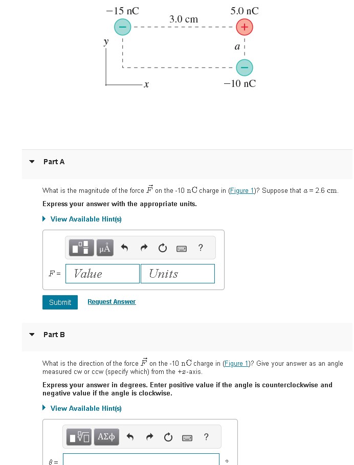 Solved Part AWhat is the magnitude of the force vec(F) ﻿on | Chegg.com