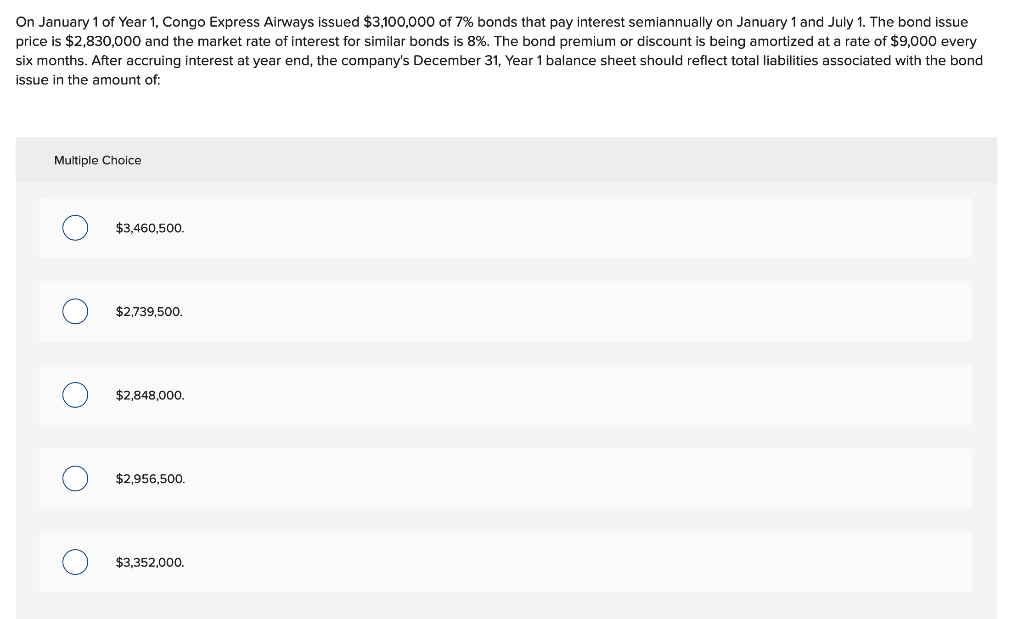 Solved On January 1 of Year 1, Congo Express Airways issued