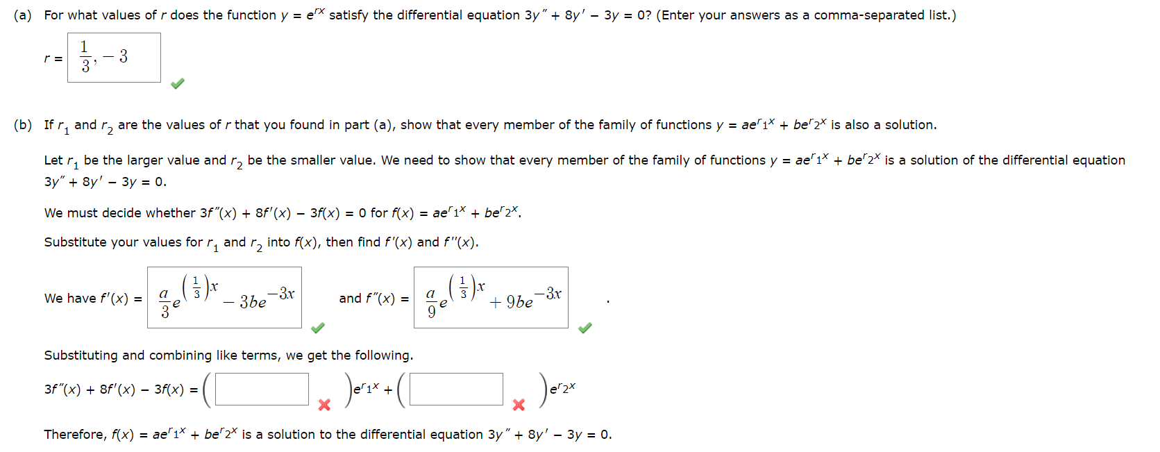 Solved A For What Values Of R Does The Function Y Erx