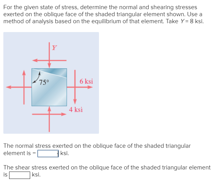 Solved For The Given State Of Stress Determine The Normal