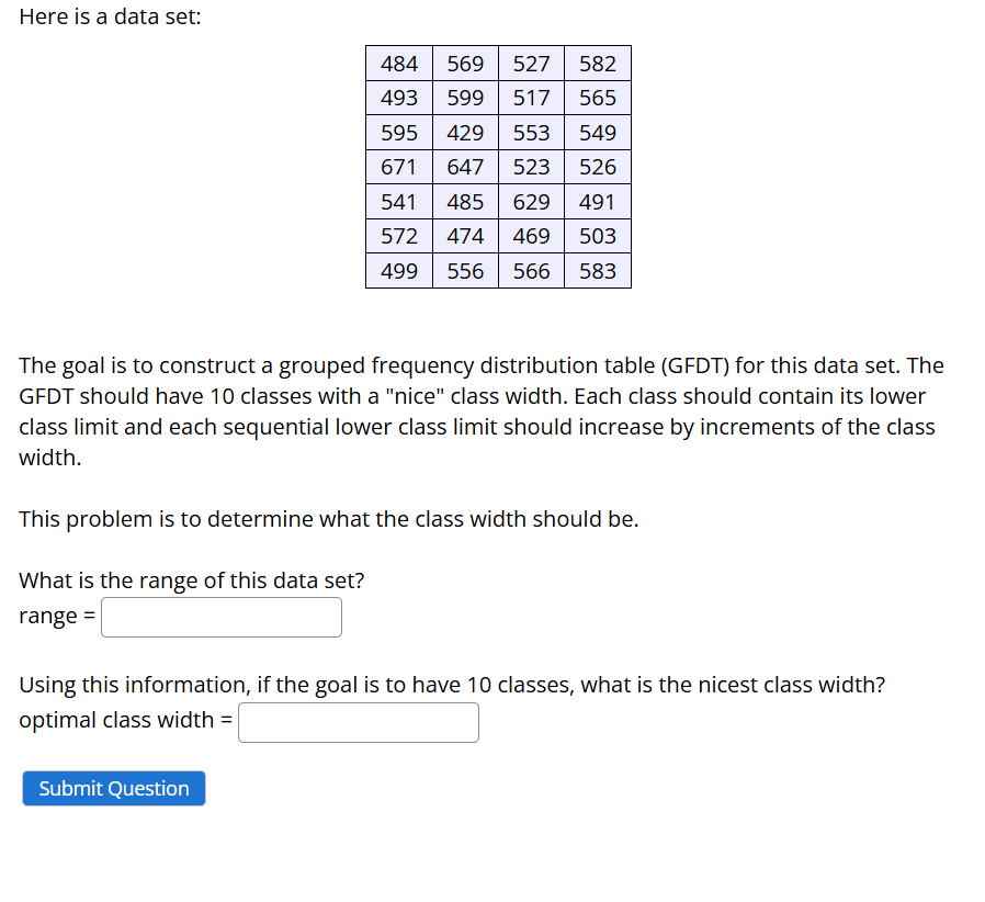 Solved Here is a data set:The goal is to construct a grouped | Chegg.com