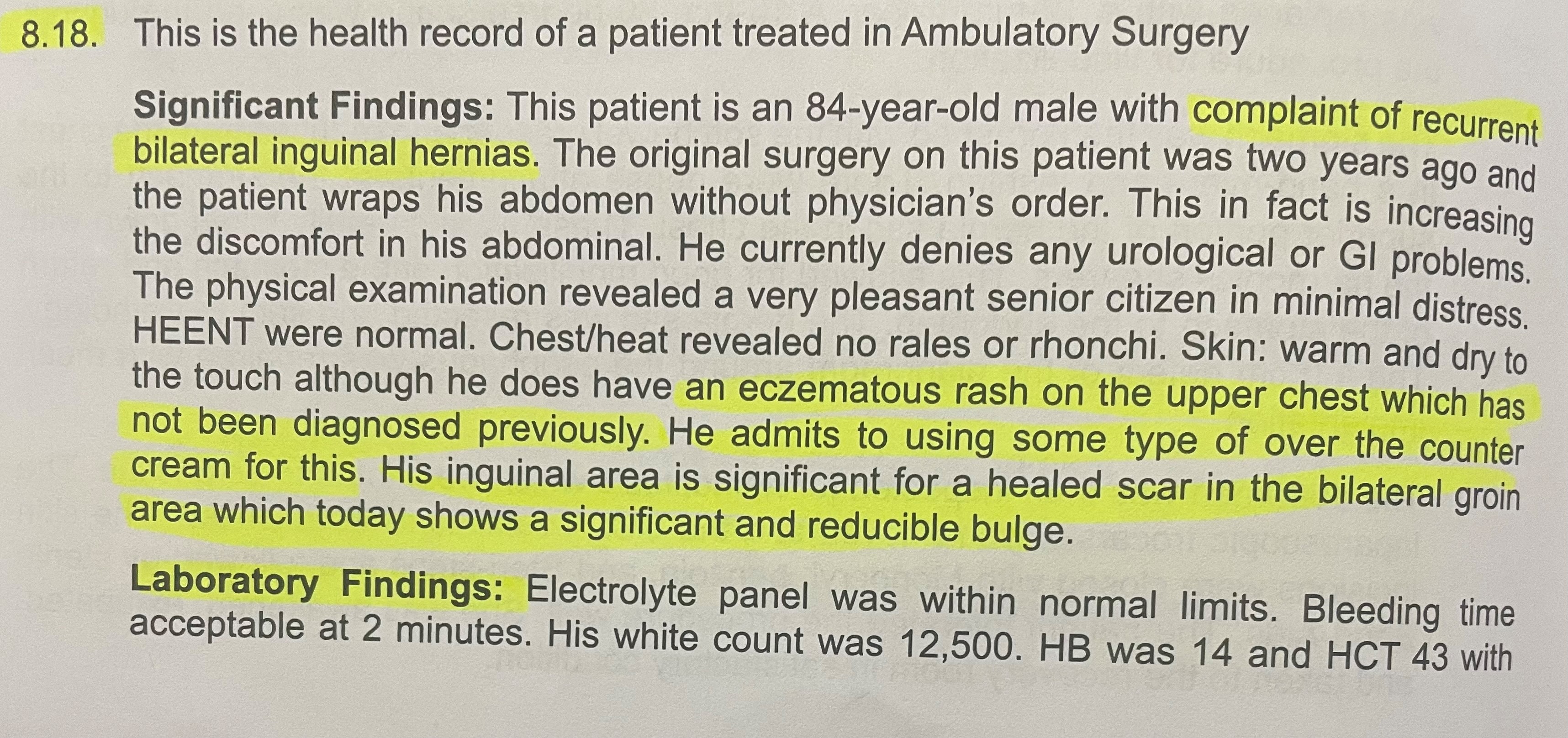 Solved 18. This is the health record of a patient treated in | Chegg.com