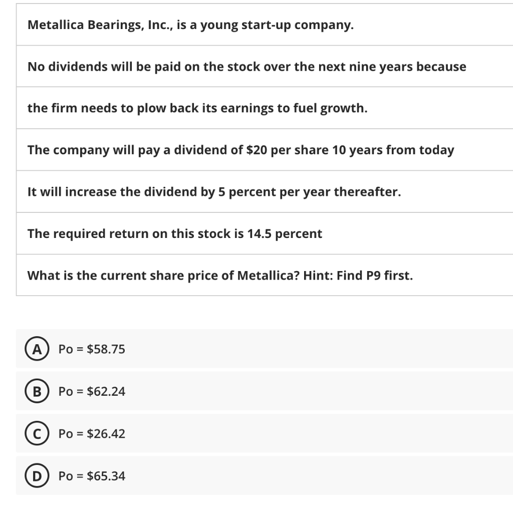 Solved Metallica Bearings, Inc., is a young startup