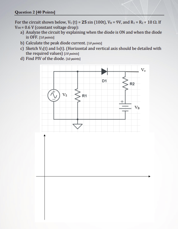 Solved Question 2 [40 Points] For the circuit shown below, | Chegg.com