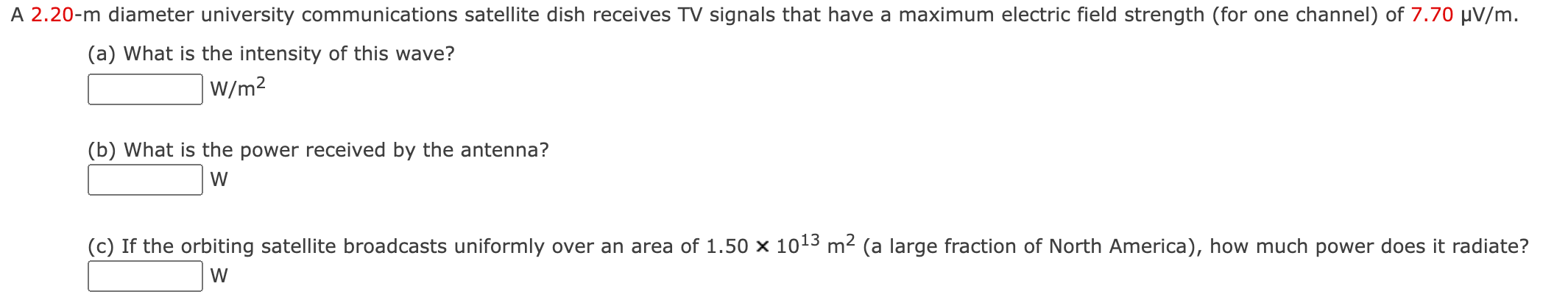 Solved A 2.20-m diameter university communications | Chegg.com