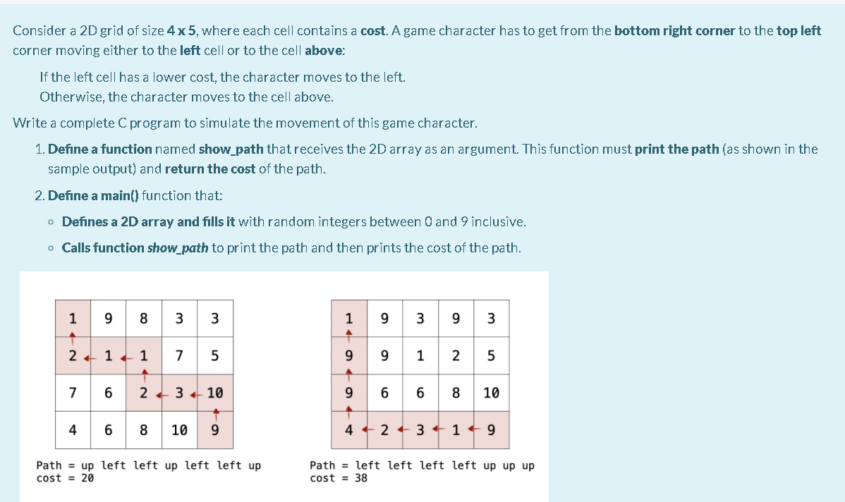 Solved Consider a 2D grid of size 4x5, where each cell | Chegg.com