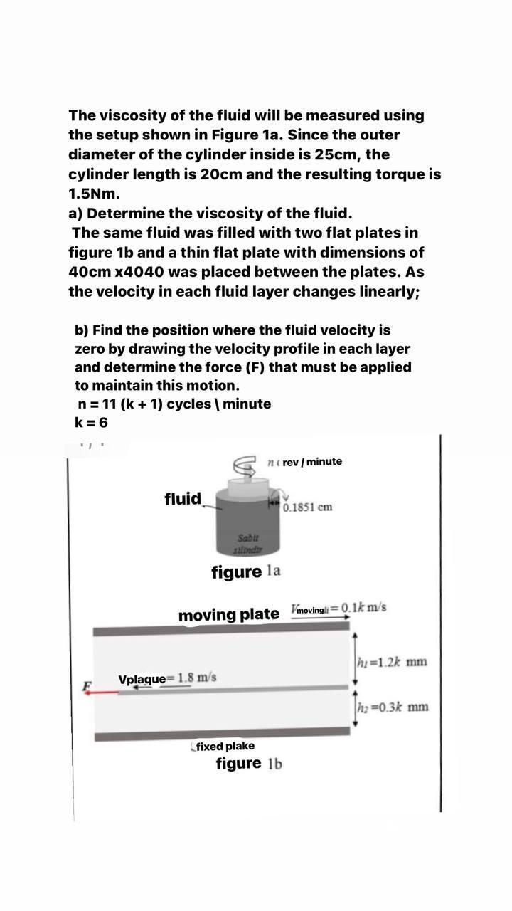 Solved The viscosity of the fluid will be measured using the | Chegg.com