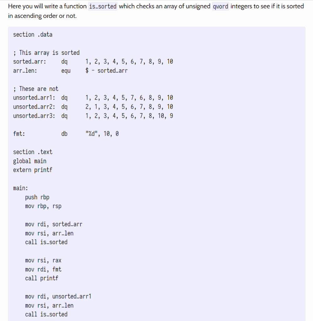 Solved Here you will write a function is_sorted which checks