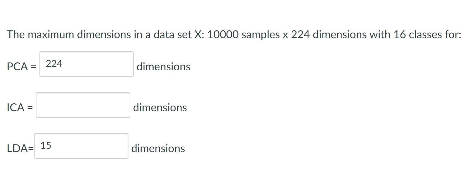 Solved The maximum dimensions in a data set X:10000 samples | Chegg.com