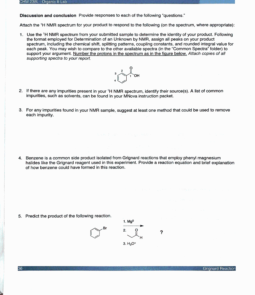 Solved Use The 1H NMR Spectrum From Your Submitted Sample To | Chegg.com