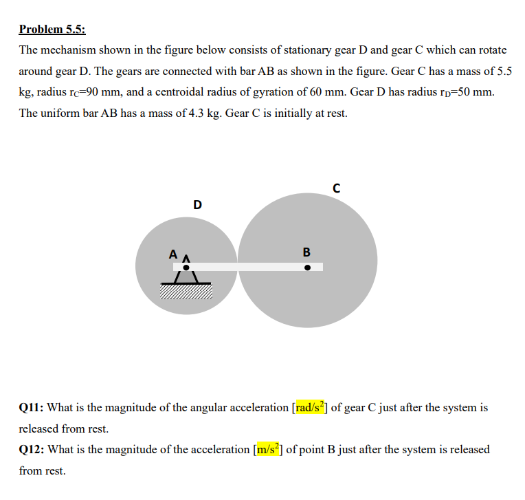 Solved Problem 5.5:The mechanism shown in the figure below | Chegg.com
