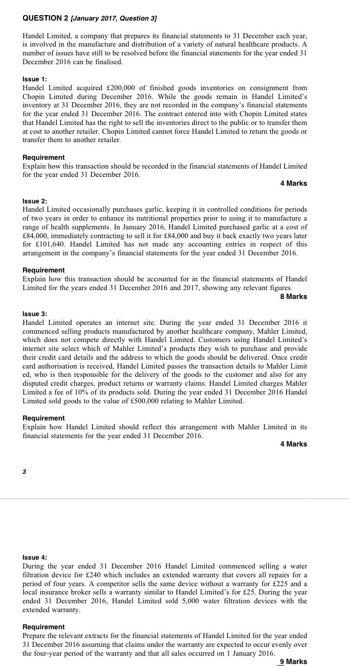 Handel Limited, a company that prepares its financial