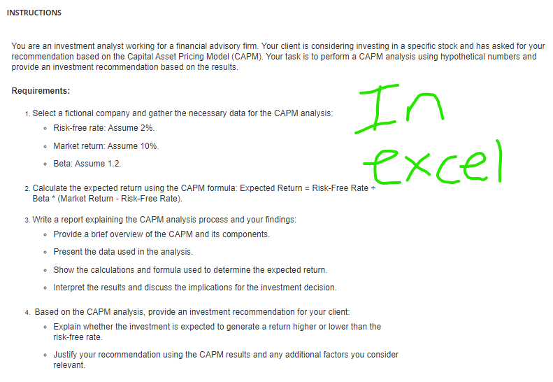 Solved You are an investment analyst working for a financial