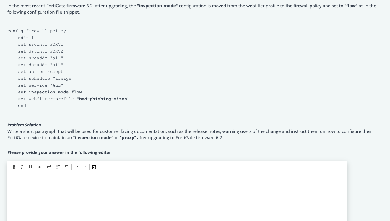 Problem Description In FortiGate firmware versions up | Chegg.com