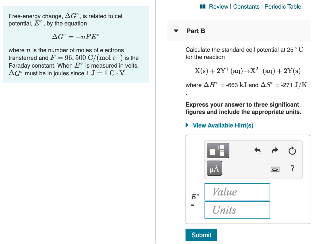 Solved Calculate The Standard Cell Potential At 25 C C F Chegg Com