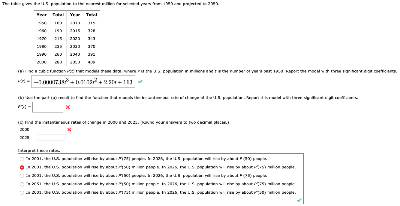 Solved The Table Gives The U.S. Population To The Nearest | Chegg.com