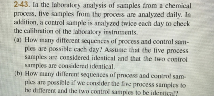 Solved 2-43. In the laboratory analysis of samples from a | Chegg.com