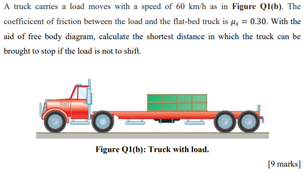 Solved A truck carries a load moves with a speed of 60 km/h | Chegg.com