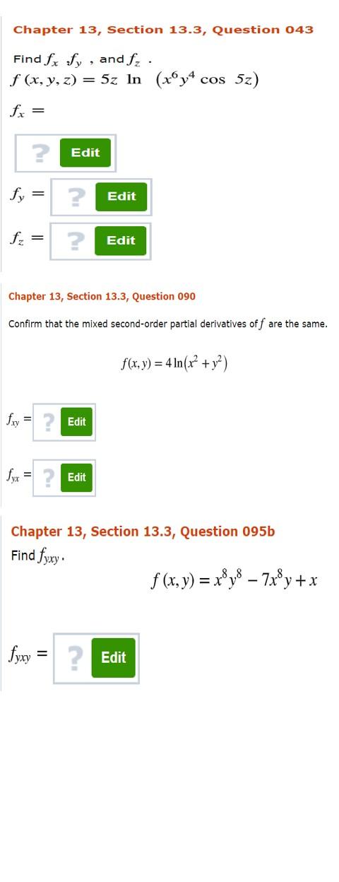 Solved Chapter 13, Section 13.3, Question 043 Find Fx Fy, | Chegg.com