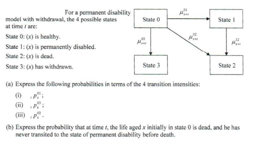Permanent Disability Model 01 For a permanent disability model with withdrawal, | Chegg.com