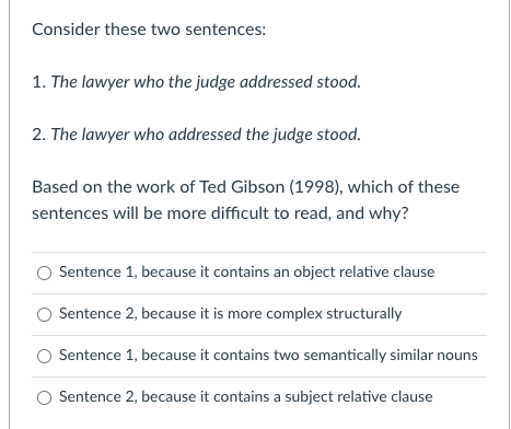 Solved Consider These Two Sentences: 1. The Lawyer Who The 