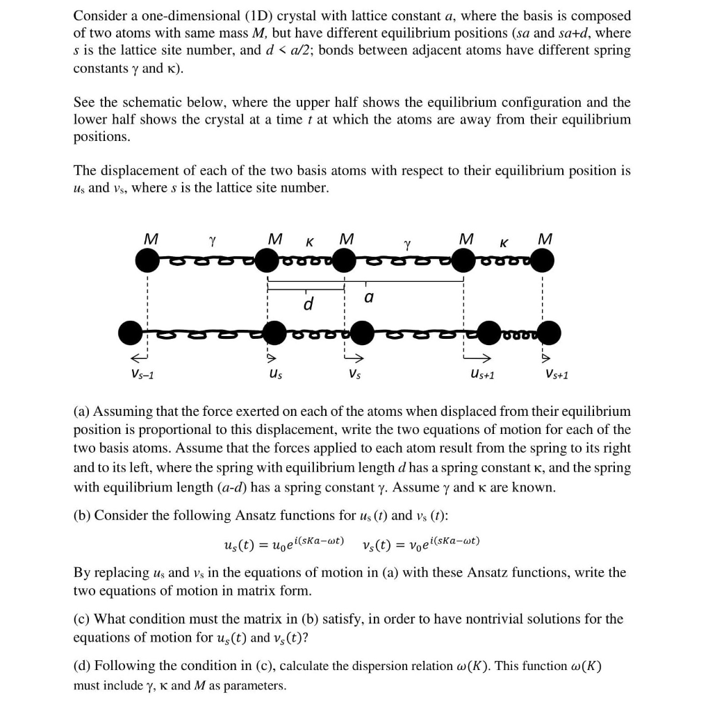 Solved Consider A One Dimensional 1d Crystal With Latti Chegg Com