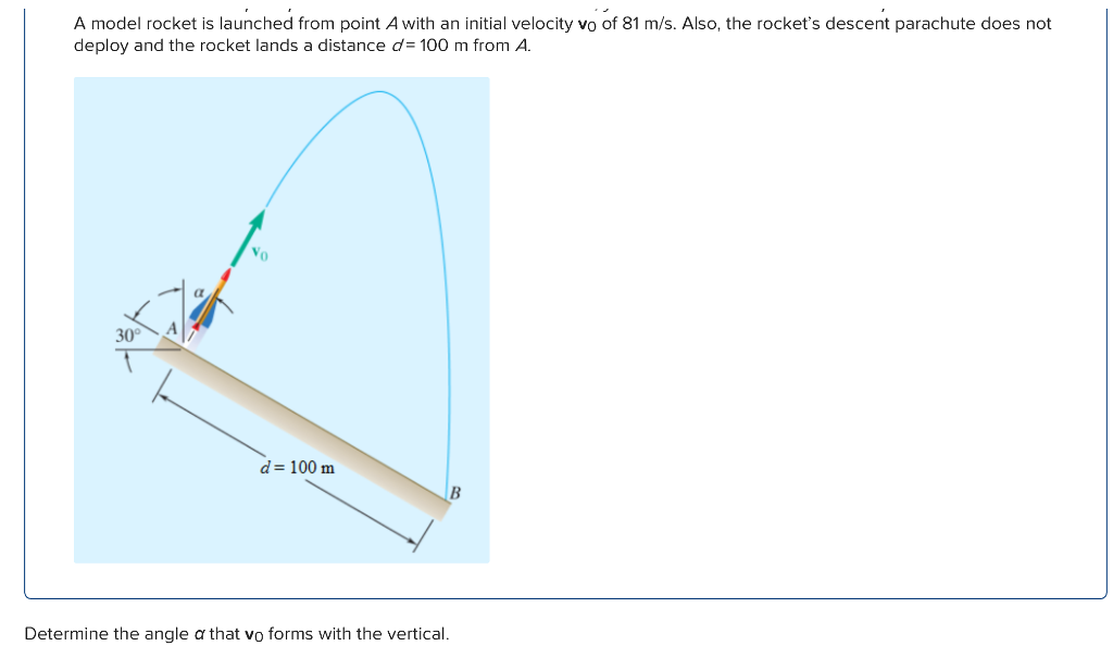 Solved A model rocket is launched from point A with an