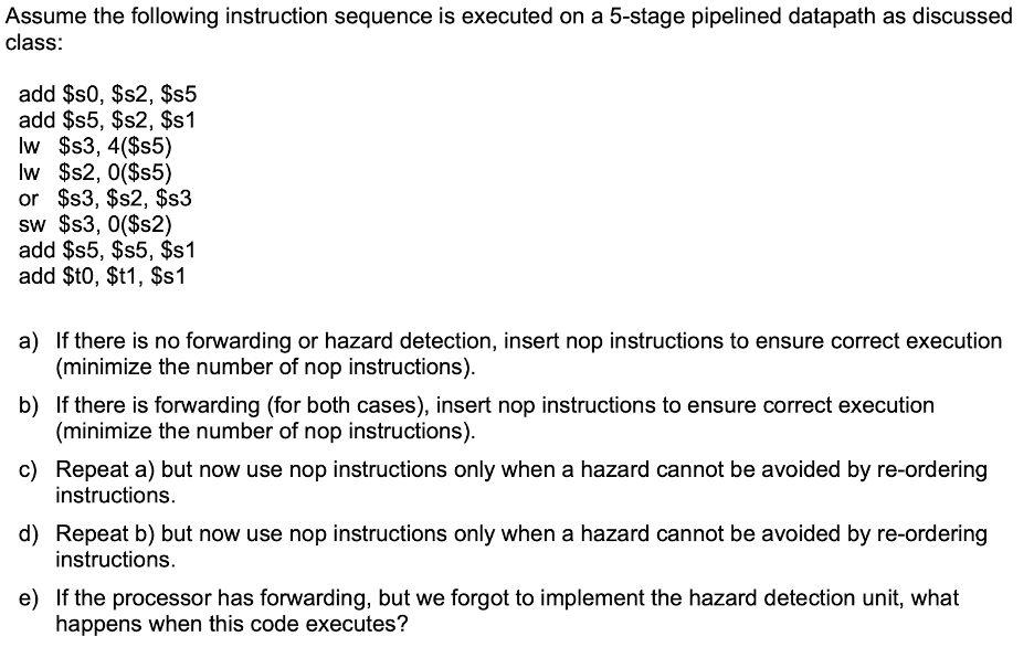 assume-the-following-instruction-sequence-is-executed-chegg