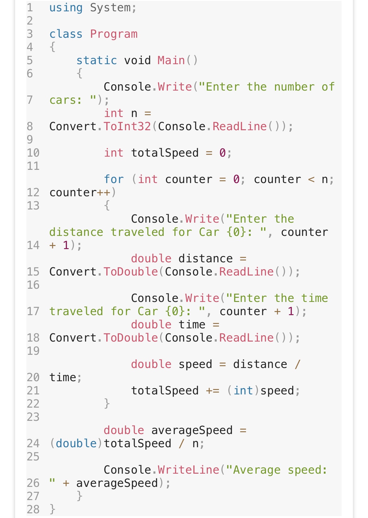 Solved This c# code is supposed to produce an answer of | Chegg.com