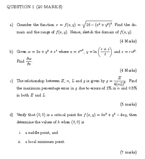 Solved Question 1 20 Marks A Consider The Function Z