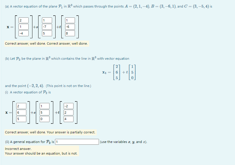 Solved a) A vector equation of the plane P1P1 in R3R3 which | Chegg.com