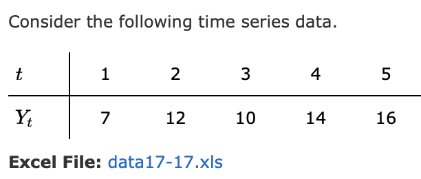 Solved Consider the following time series data. t 1 2 3 4 Yt | Chegg.com