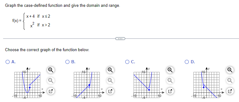 Solved Graph the case-defined function and give the domain | Chegg.com
