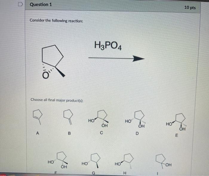 Solved Question 1 10 Pts Consider The Following Reaction: | Chegg.com