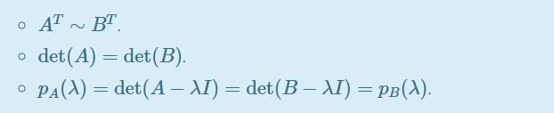 AT∼BTdet(A)=det(B)pA(λ)=det(A−λI)=det(B−λI)=pB(λ) | Chegg.com
