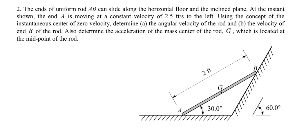 Solved 2. The Ends Of Uniform Rod AB Can Slide Along The | Chegg.com