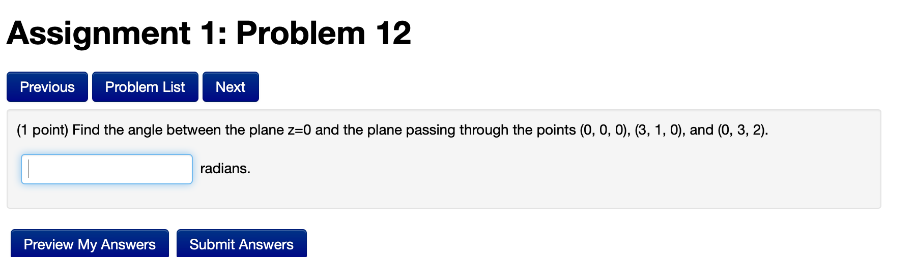 Solved Assignment 1: Problem 12 Previous Problem List Next | Chegg.com