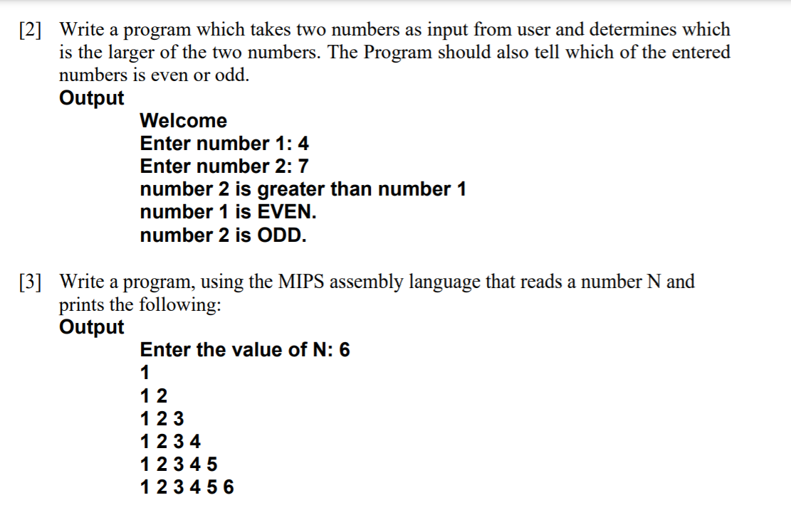 Solved [2] Write a program which takes two numbers as input | Chegg.com