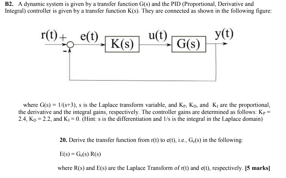 Solved B2. A Dynamic System Is Given By A Transfer Function | Chegg.com