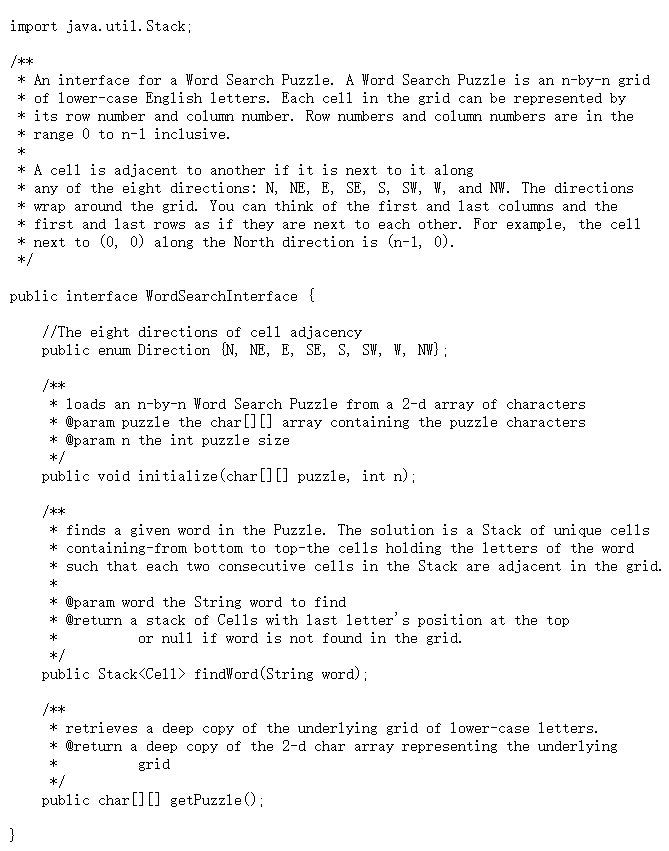 Solved Given code WordSearchPuzzle.java, please finish the | Chegg.com