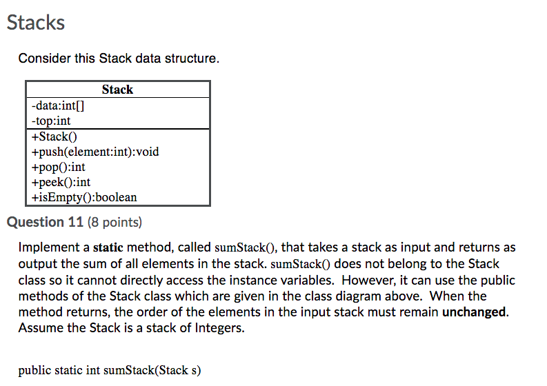 Solved Stacks Consider This Stack Data Structure. Stack | Chegg.com