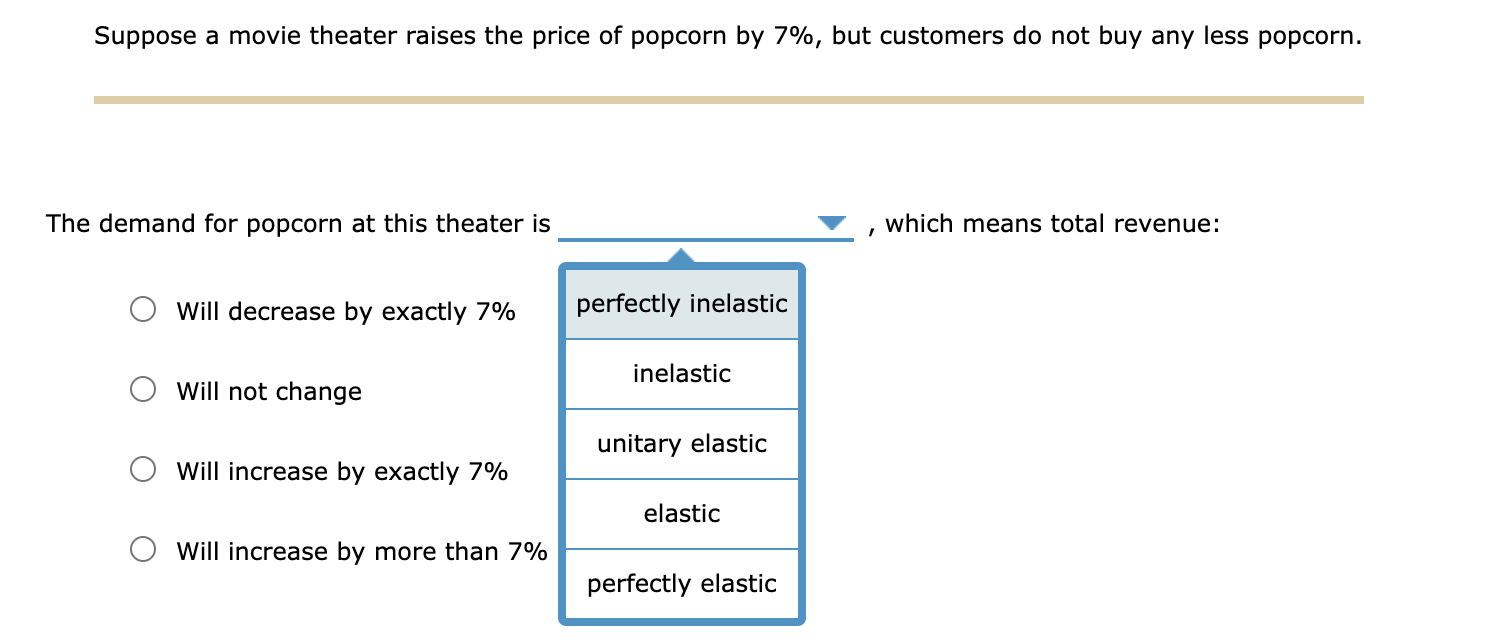 Solved Suppose a movie theater raises the price of popcorn
