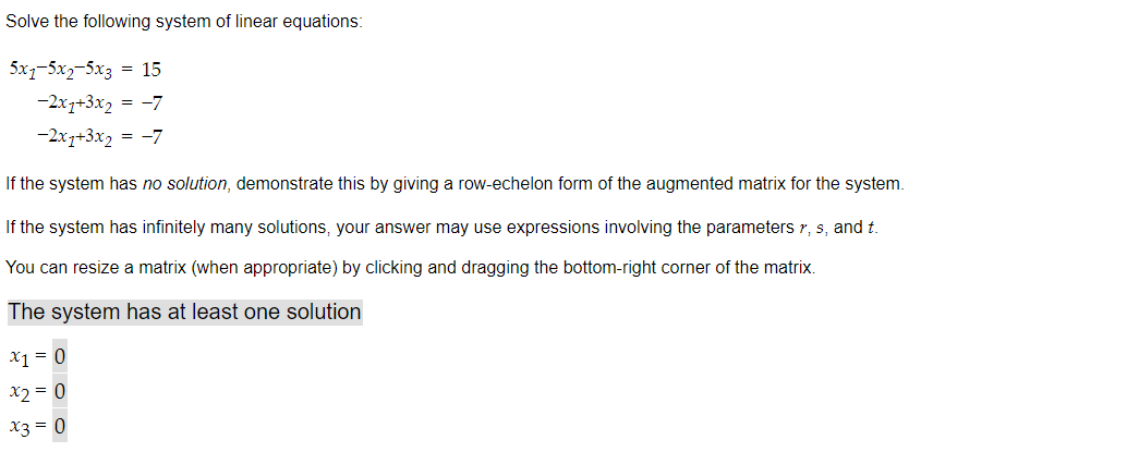 Solved Solve the following system of linear equations: | Chegg.com