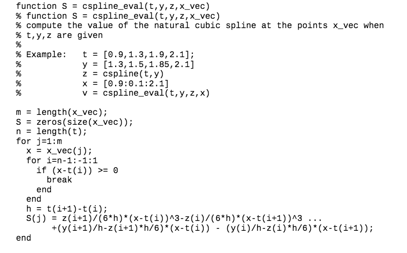 spline (MATLAB Functions)