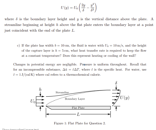 Solved 2y U() U(g) = Up y? 82 where 8 is the boundary layer | Chegg.com