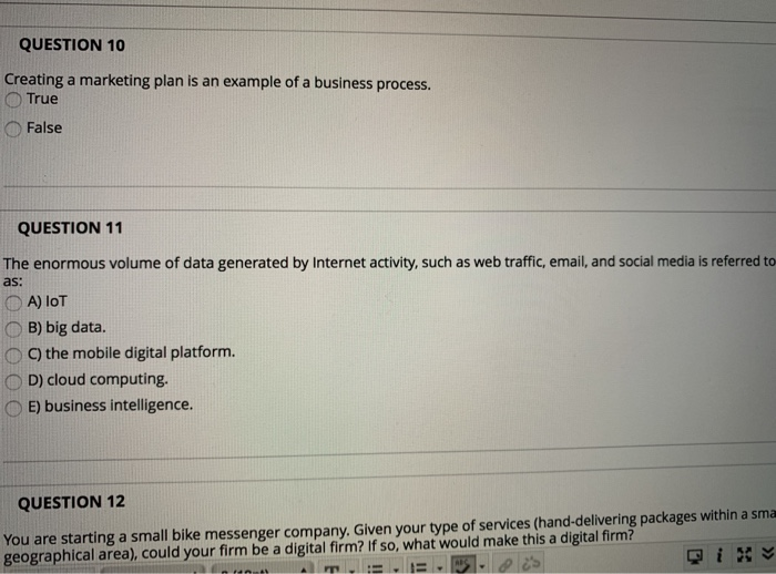 Solved QUESTION 10 Creating a marketing plan is an example | Chegg.com
