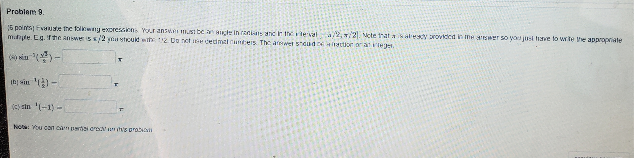 Solved Problem 9. D (6 points) Evaluate the following | Chegg.com